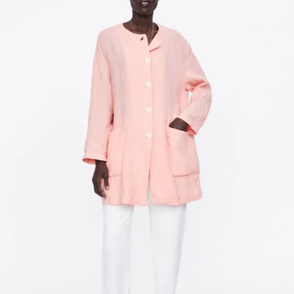 Zara linen coat with buttons and pockets